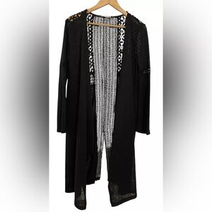 ALTAR’D STATE Crochet Duster Dark Academia Sz S Black Whimsigoth Witchy Cardigan
